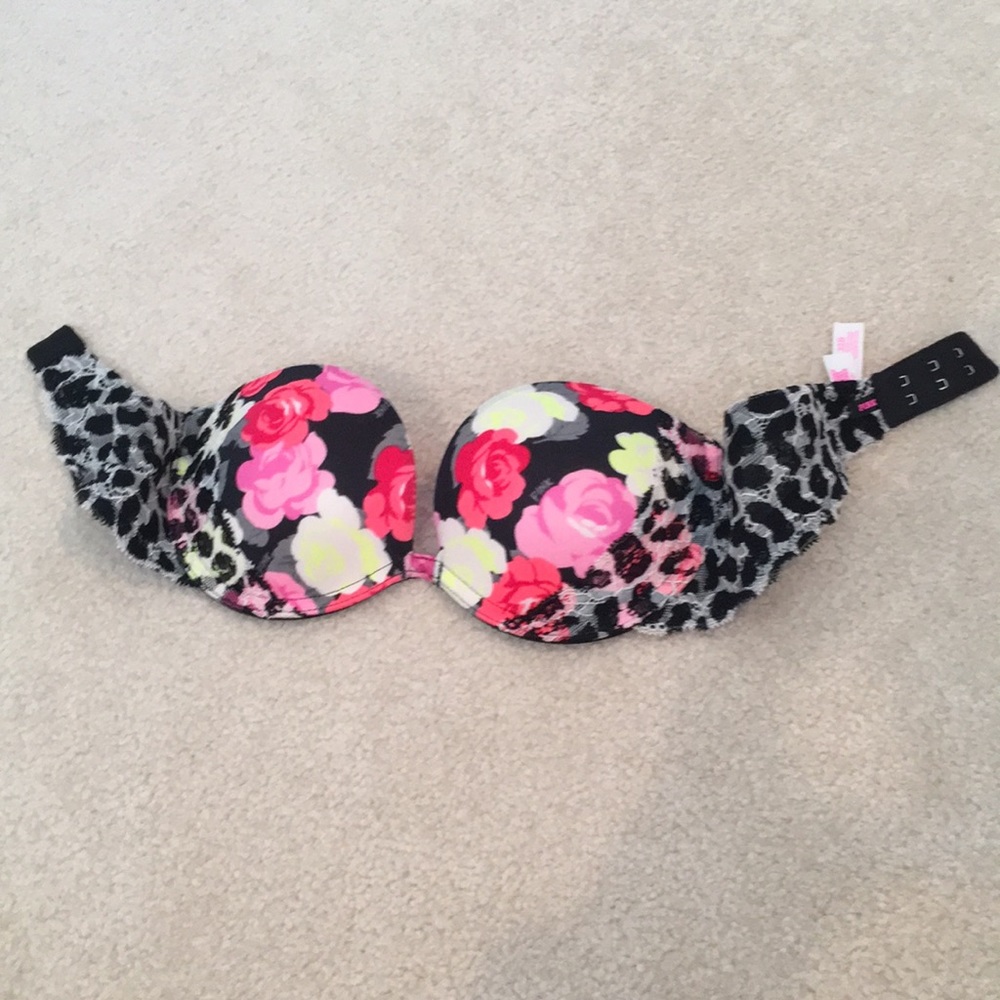 PINK Floral Strapless Bra